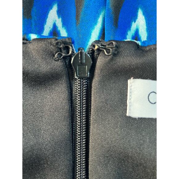 Calvin Klein Women's Blk/Blue Geometric Print Sleeveless Sheath Dress SZ 8 - Picture 9 of 11